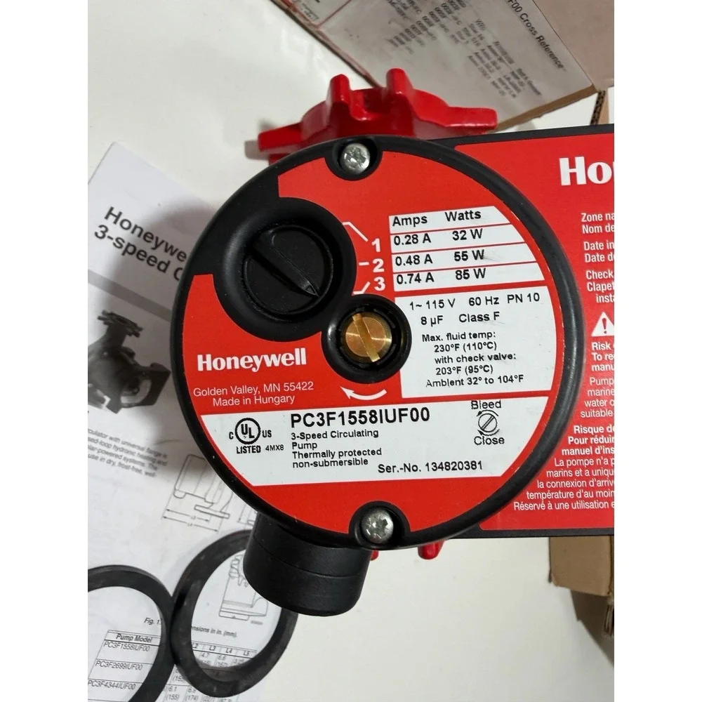Honeywell PC3F1558IUF00 AquaPUMP Hydronic Circulating Pump, 3 Speed‎